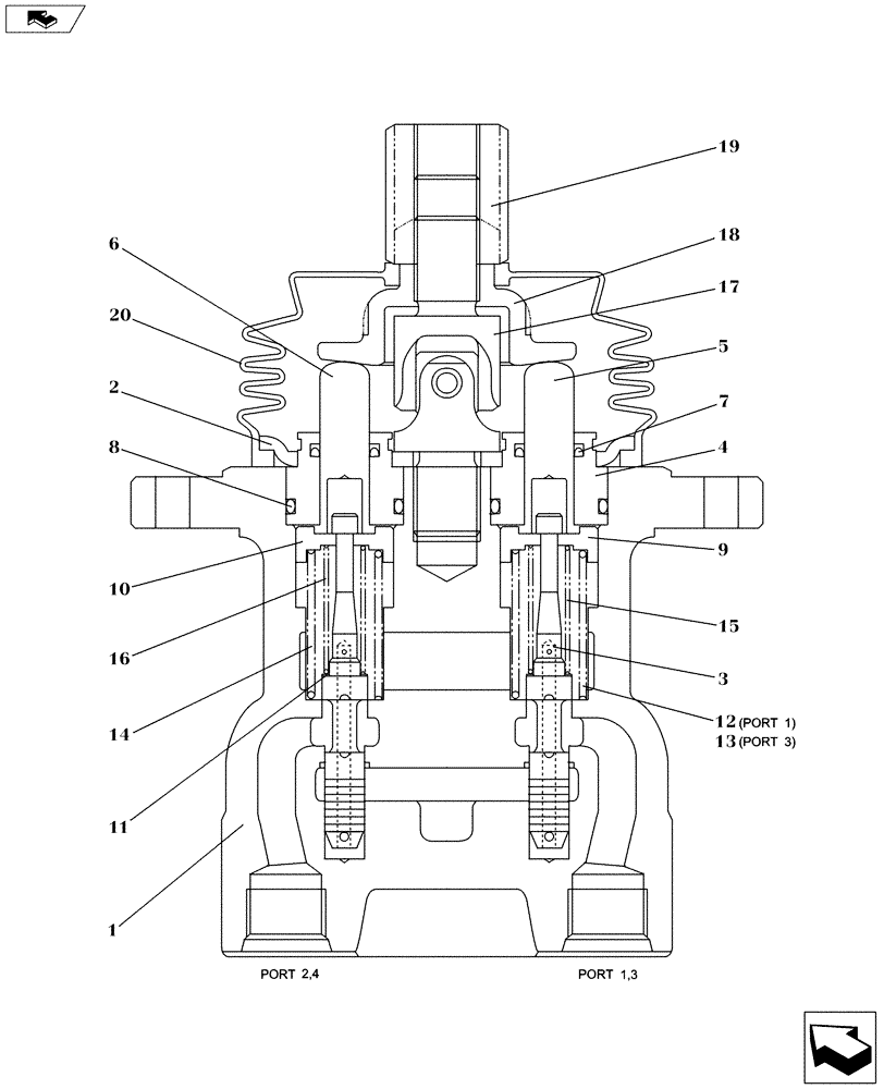 Схема запчастей Case CX130C - (35.204.BE[03]) - REMOTE CONTROL VALVE (35) - HYDRAULIC SYSTEMS