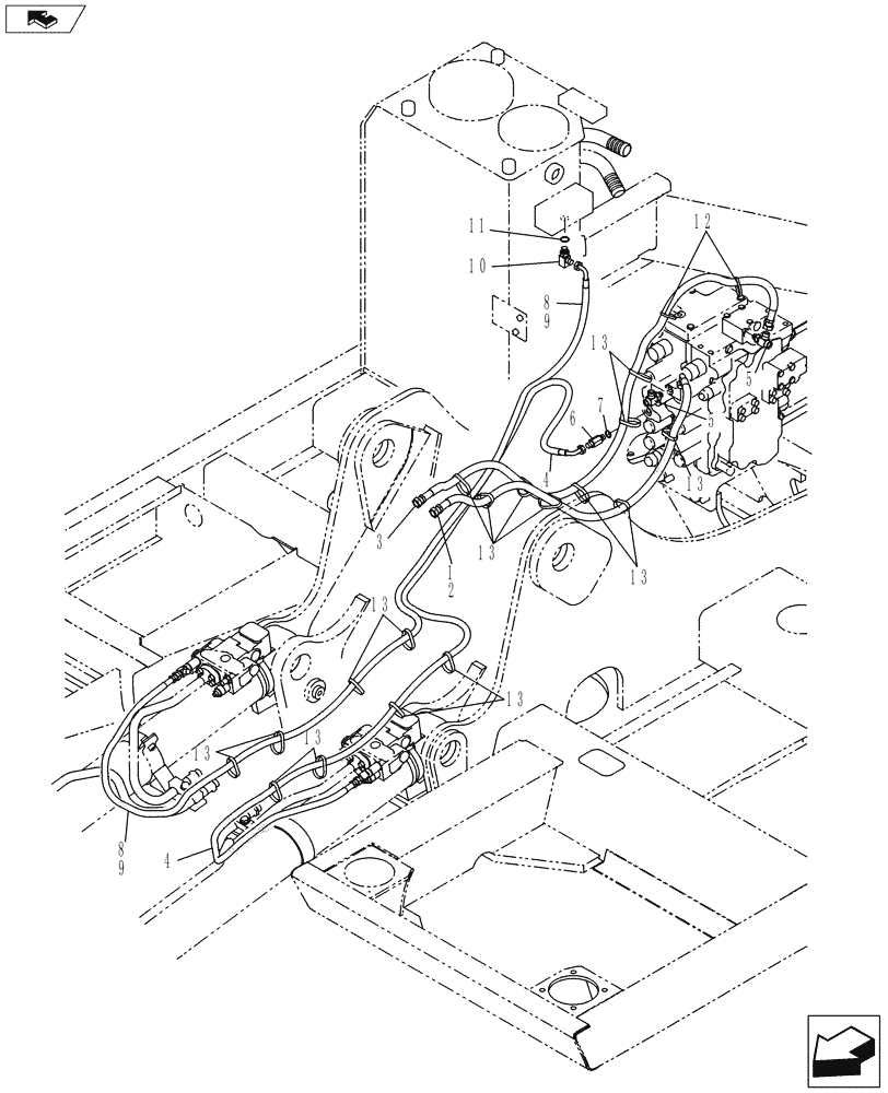 Схема запчастей Case CX130C - (35.357.AK[05]) - PILOT LINE (35) - HYDRAULIC SYSTEMS