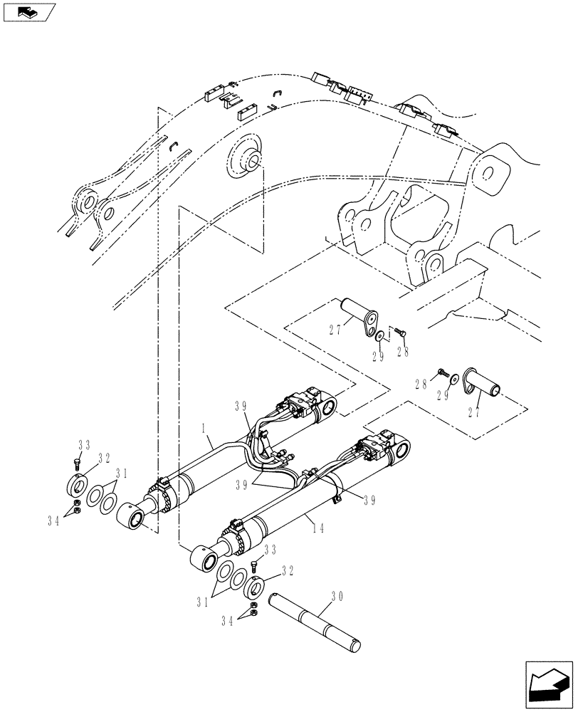 Схема запчастей Case CX130C - (35.736.AC[04]) - BOOM CYLINDER LINES KYB (35) - HYDRAULIC SYSTEMS