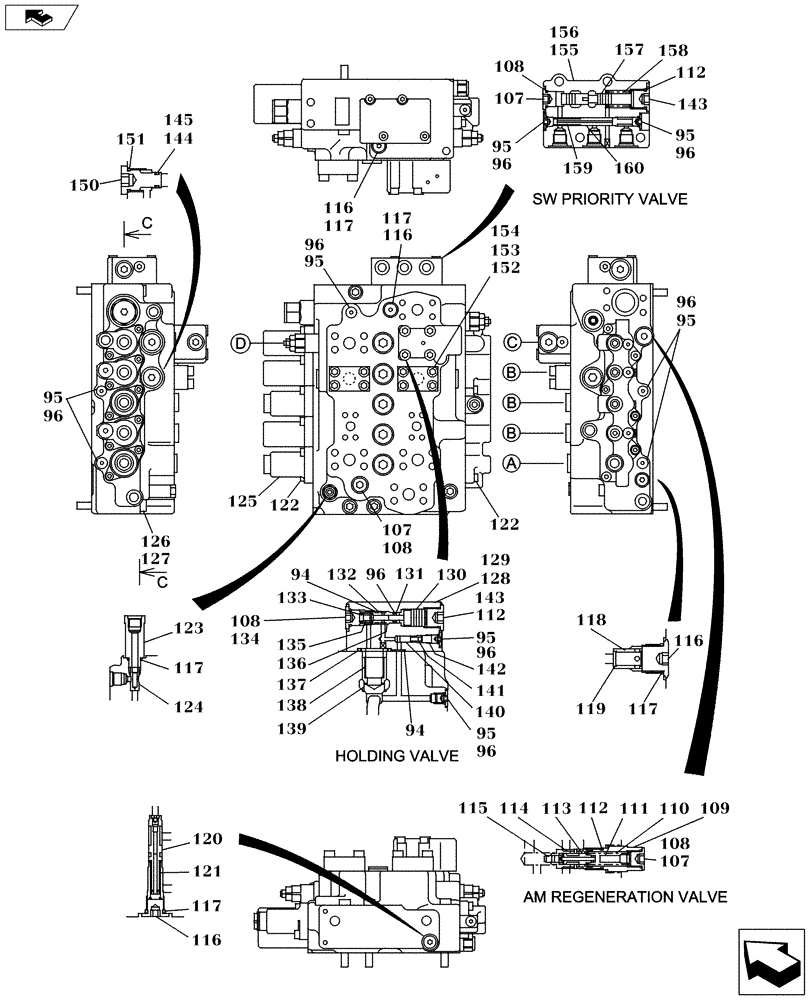 Схема запчастей Case CX130C - (35.359.AB[11]) - DIRECTIONAL CONTROL VALVE - OPTIONAL (35) - HYDRAULIC SYSTEMS