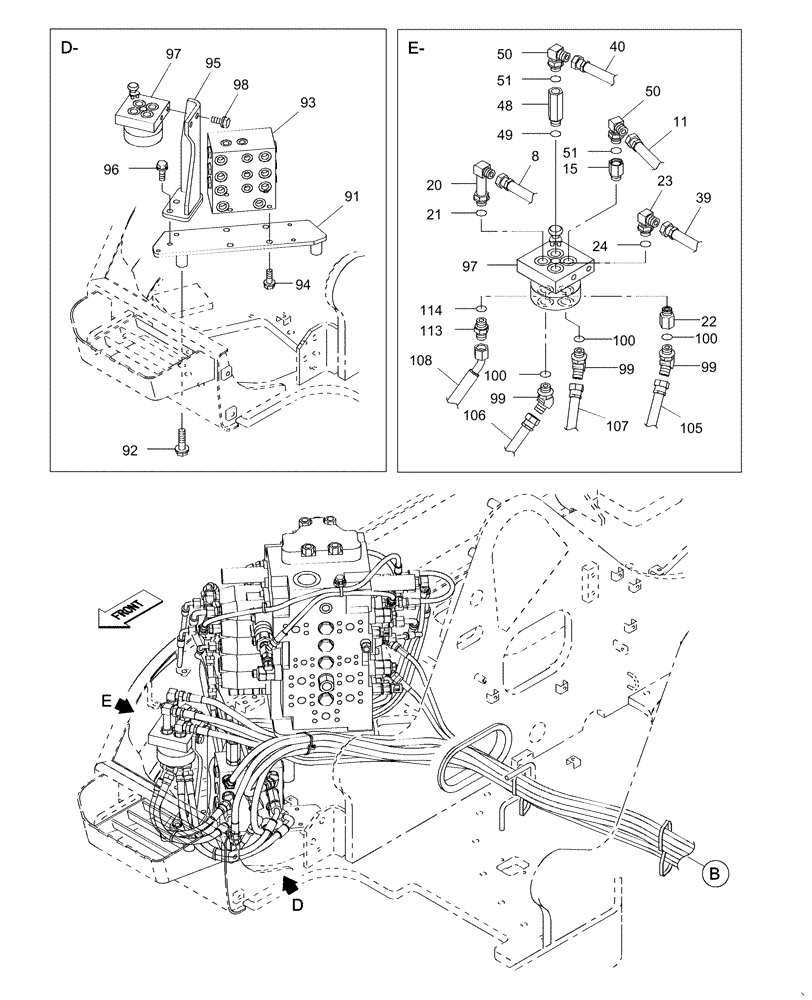 Схема запчастей Case CX145C SR - (35.357.AK[12]) - PILOT CONTROL LINE (35) - HYDRAULIC SYSTEMS