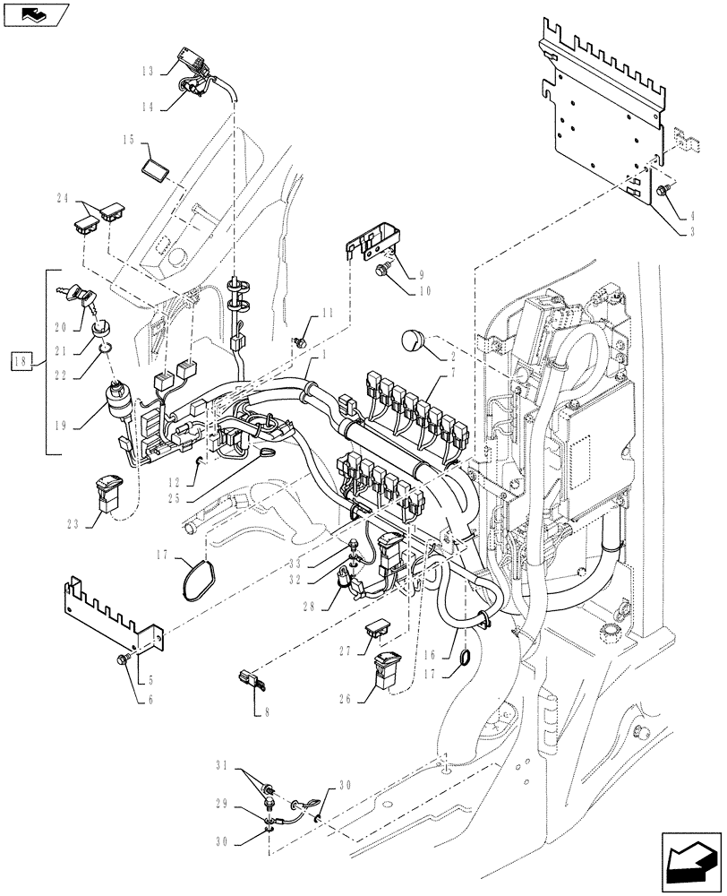 Схема запчастей Case CX145C SR - (55.510.AB[05]) - ELECTRIC PARTS AND WIRE HARNESS (55) - ELECTRICAL SYSTEMS