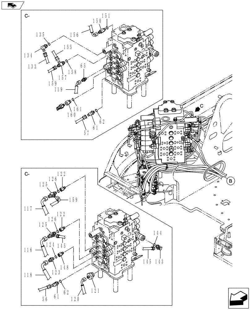 Схема запчастей Case CX145C SR - (35.357.AK[11]) - PILOT CONTROL LINE (35) - HYDRAULIC SYSTEMS
