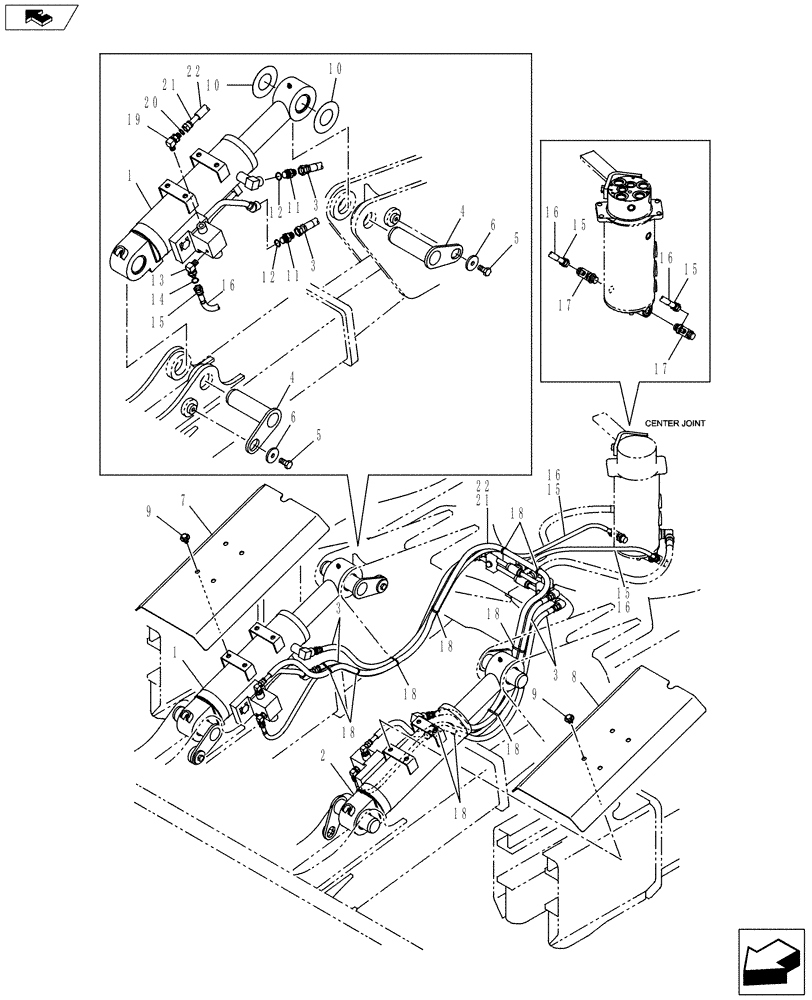 Схема запчастей Case CX130C - (35.741.AJ[04]) - BLADE CYLINDER LINE - HBCV (35) - HYDRAULIC SYSTEMS