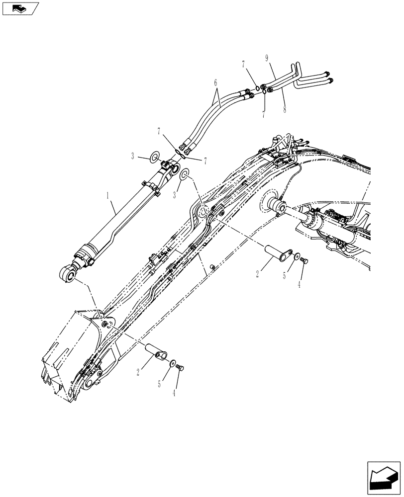 Схема запчастей Case CX145C SR - (35.737.AE[01]) - DIPPER CYLINDER LINES - KYB (35) - HYDRAULIC SYSTEMS