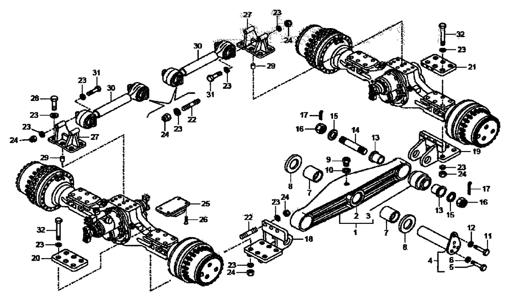 Схема запчастей Case 335B - (39A00030672[001]) - TIE RODS, REAR SUSPENSION (HHD0335BN8PG58147 AND AFTER ) (84242828) (11) - AXLES/WHEELS