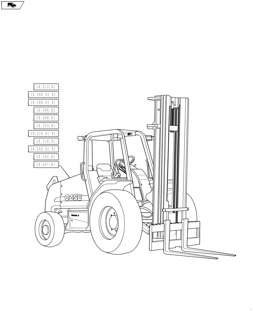 Схема запчастей Case 586H - (10.000.00) - PICTORIAL INDEX, ENGINE ATTACHMENTS (10) - ENGINE