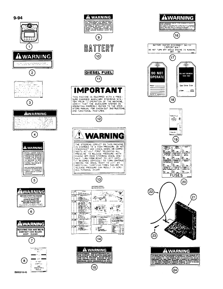 Схема запчастей Case 1085C - (9-094) - DECALS, ENGLISH (09) - CHASSIS/ATTACHMENTS