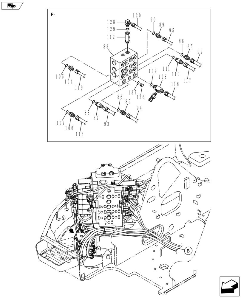 Схема запчастей Case CX145C SR - (35.357.AK[05]) - PILOT CONTROL LINE (35) - HYDRAULIC SYSTEMS