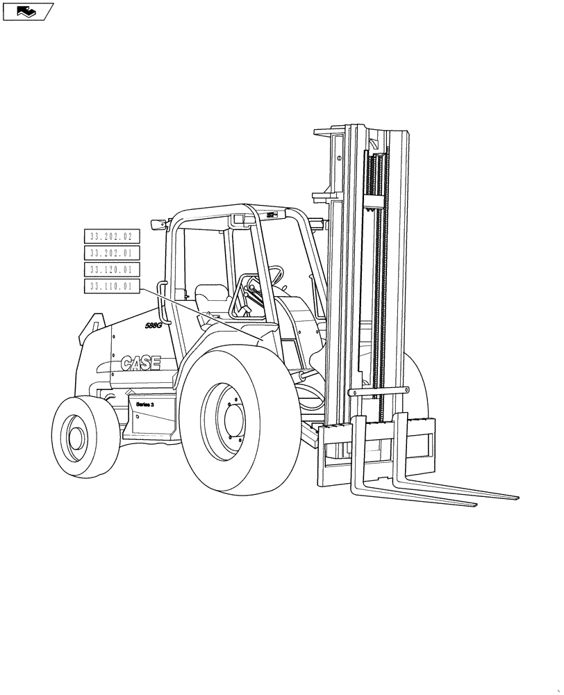 Схема запчастей Case 586H - (33.000.00) - PICTORIAL INDEX, BRAKES & CONTROLS (35) - HYDRAULIC SYSTEMS