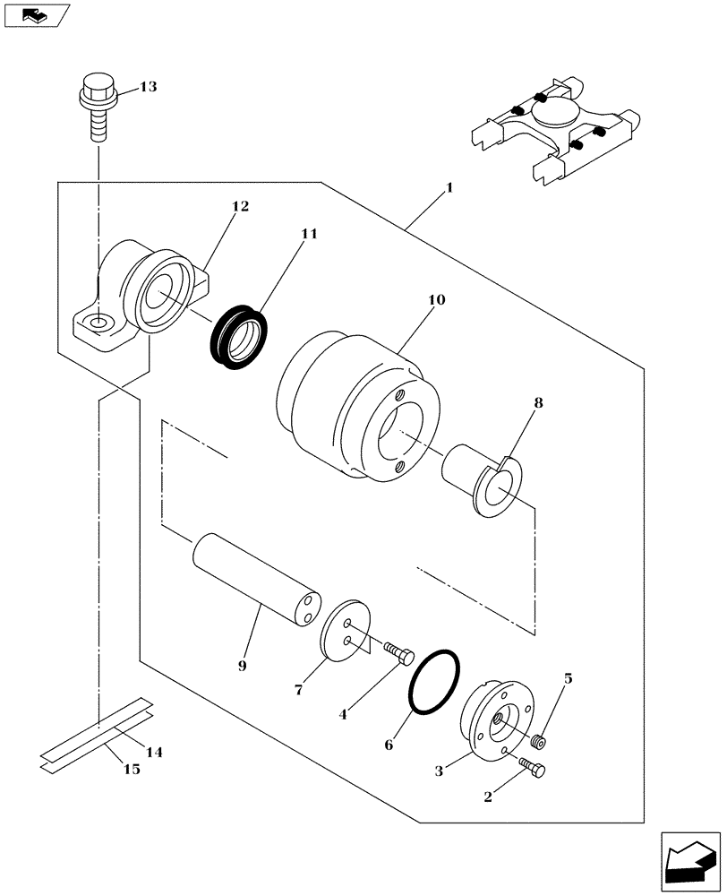Схема запчастей Case CX130C - (48.138.AB[02]) - UPPER ROLLER (48) - TRACKS & TRACK SUSPENSION
