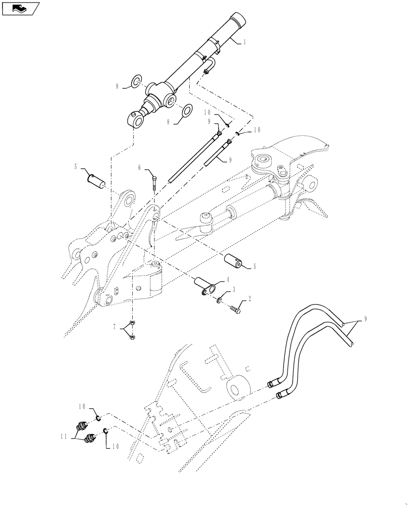 Схема запчастей Case CX145C SR - (35.737.AE[11]) - DIPPER CYLINDER LINE - SB EMS (0FFSET) (35) - HYDRAULIC SYSTEMS