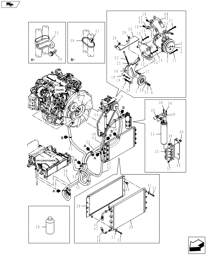 Схема запчастей Case CX145C SR - (50.200.CG) - AIR CONDITIONER FRAME (50) - CAB CLIMATE CONTROL