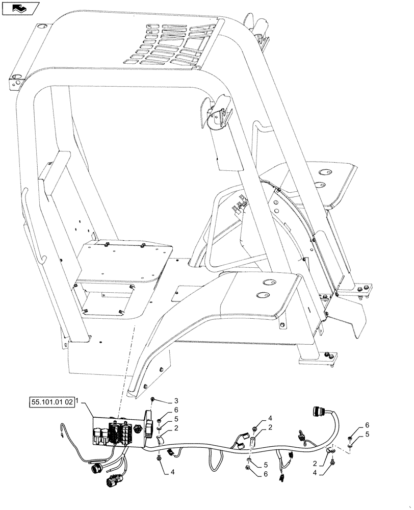 Схема запчастей Case 586H - (55.100.04) - CAB HARNESS INSTALLATION (55) - ELECTRICAL SYSTEMS