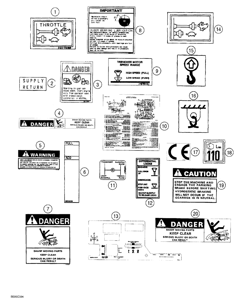 Схема запчастей Case 860 - (09-33A) - DECALS - ENGLISH (860 TURBO TRENCHER) (09) - CHASSIS/ATTACHMENTS