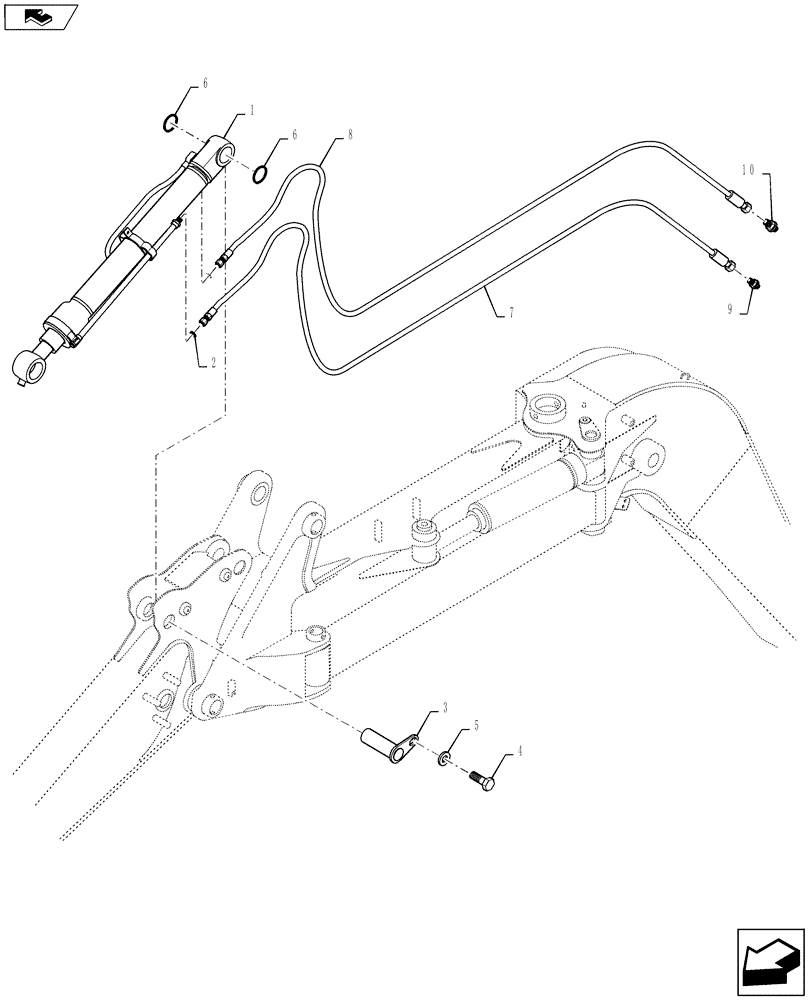 Схема запчастей Case CX145C SR - (35.738.AE[05]) - BUCKET CYLINDER LINES - SB EMS (OFFSET) (35) - HYDRAULIC SYSTEMS