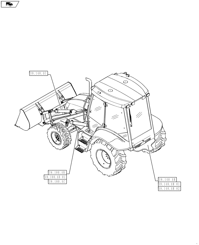 Схема запчастей Case 570NXT - (39.000.00) - PICTORIAL INDEX - FRAMES (39) - FRAMES AND BALLASTING