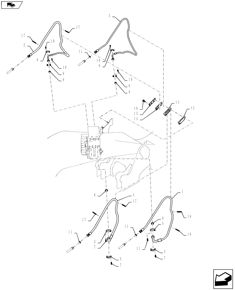 Схема запчастей Case CX145C SR - (35.359.AE[02]) - BUCKET AND ARM LINE (OFFSET) (35) - HYDRAULIC SYSTEMS