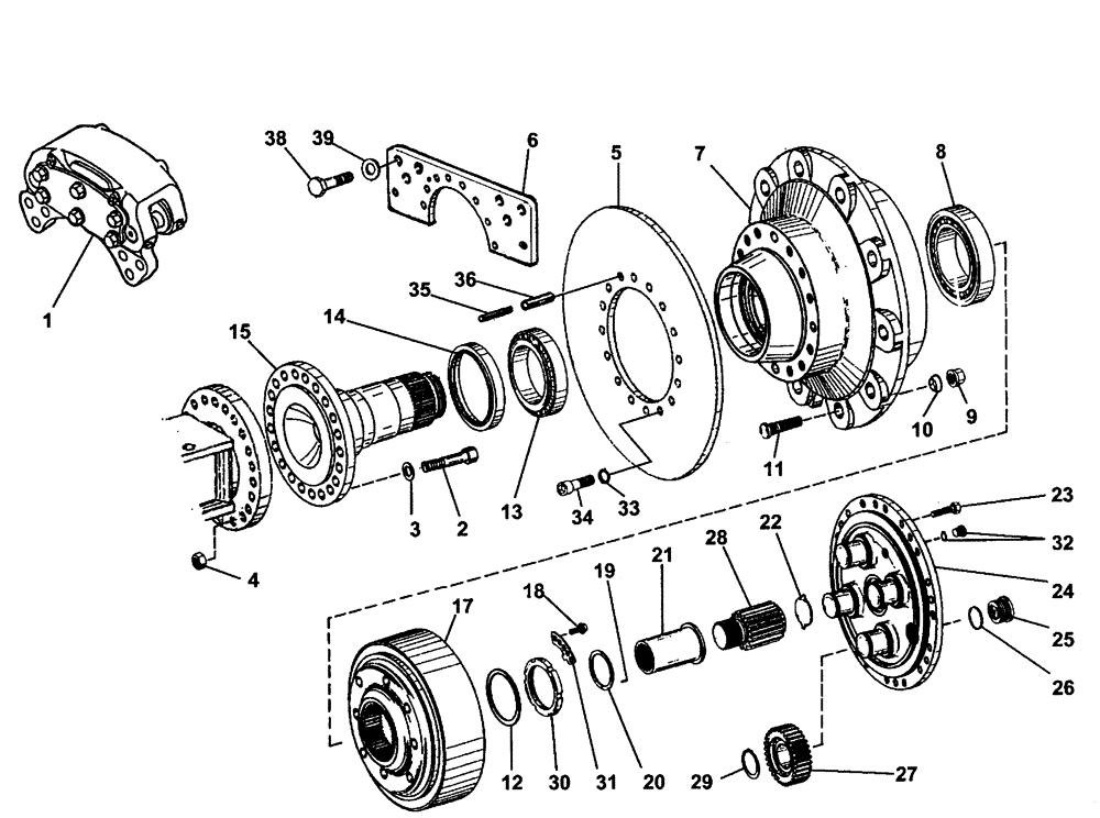 Схема запчастей Case 325 - (2.369/1[05]) - INTERMEDIATE AXLE - REDUCTION GEAR (11) - AXLES/WHEELS