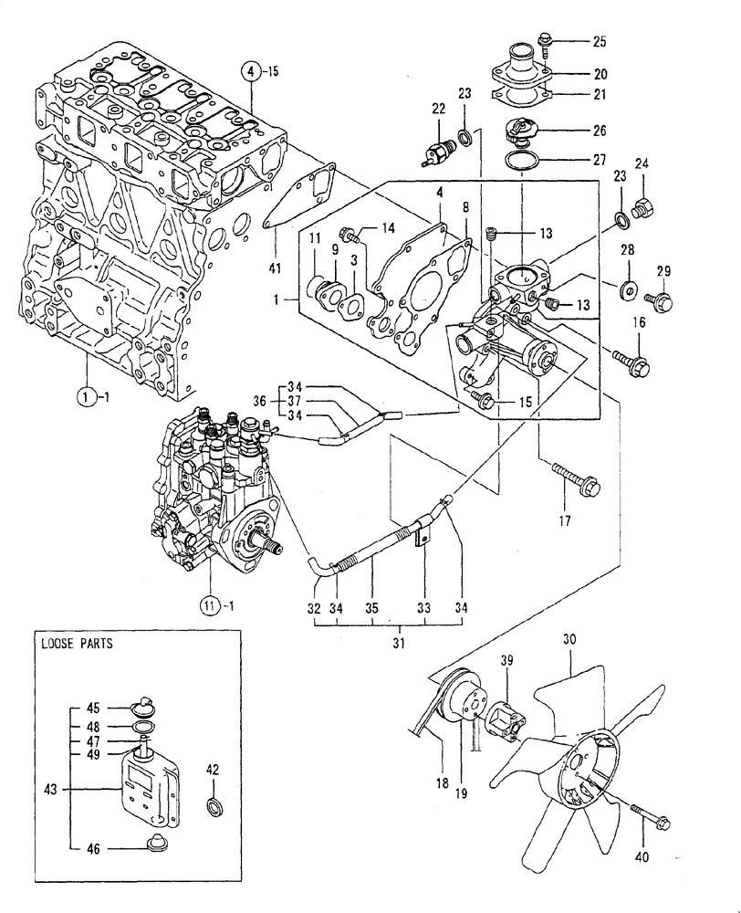 Схема запчастей Case CX20B - (ENGINE-10[1]) - ENGINE COOLING SYSTEM (10) - ENGINE