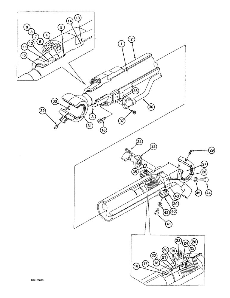 Схема запчастей Case 9020B - (8-148) - BUCKET CYLINDER (08) - HYDRAULICS