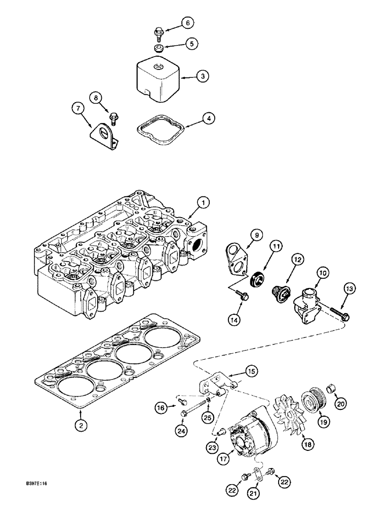 Схема запчастей Case 9010B - (2-060) - CYLNDR HEAD COVR,4TA-390 EMISS CERT ENG, P.I.N. DAC01#2001 & AFT,THERMOSTAT, HOUSING/ALTERNATOR MNT. (02) - ENGINE