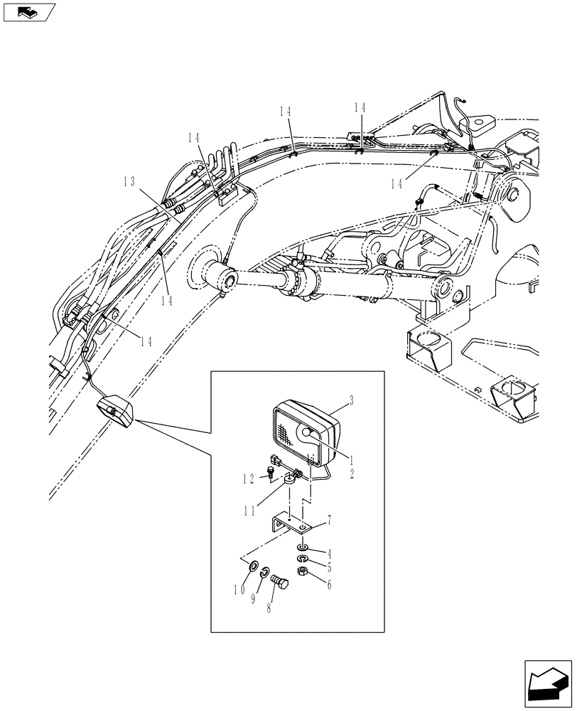 Схема запчастей Case CX145C SR - (55.404.BS[02]) - WORK LAMP (55) - ELECTRICAL SYSTEMS