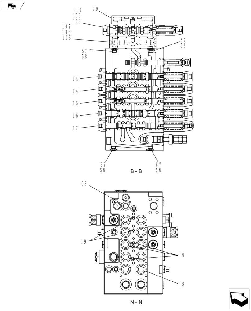 Схема запчастей Case CX145C SR - (35.359.AB[04]) - DIRECTIONAL CONTROL VALVE (35) - HYDRAULIC SYSTEMS