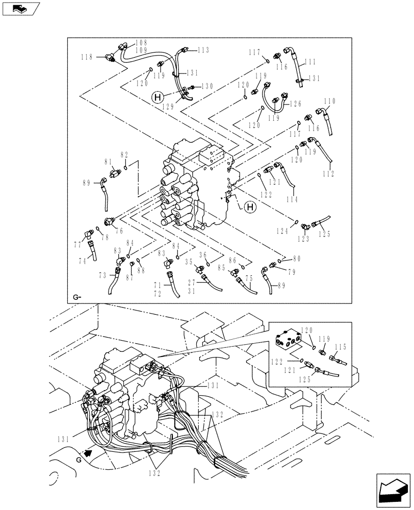 Схема запчастей Case CX130C - (35.357.AK[04]) - PILOT CONTROL LINE (35) - HYDRAULIC SYSTEMS