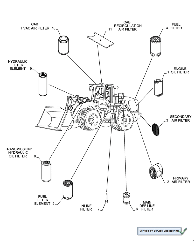 Схема запчастей Case 1021F - (05.100.03[01]) - FILTERS (05) - SERVICE & MAINTENANCE