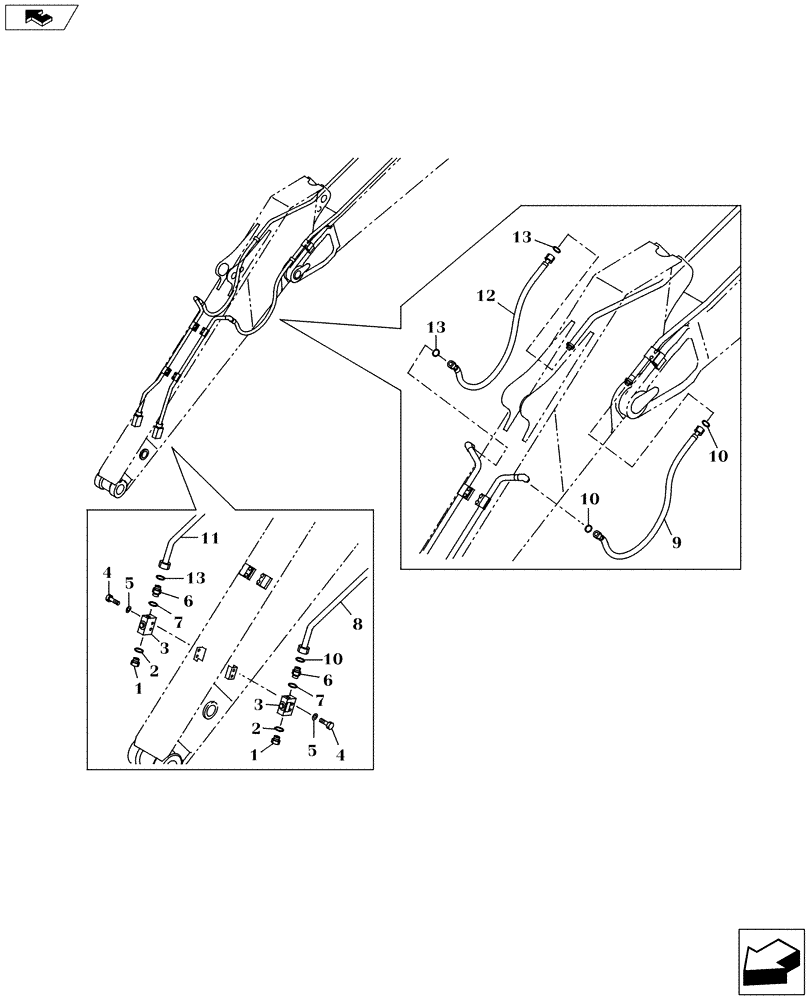 Схема запчастей Case CX130C - (35.736.AC[11]) - OPTION LINE - BAR BASE (35) - HYDRAULIC SYSTEMS