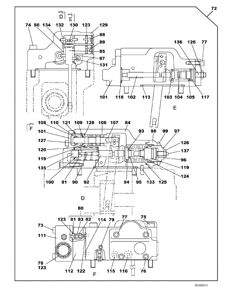 Схема запчастей Case CX700 - (08-101-00[01]) - HIGH PRESSURE PUMP - REGULATOR (08) - HYDRAULICS
