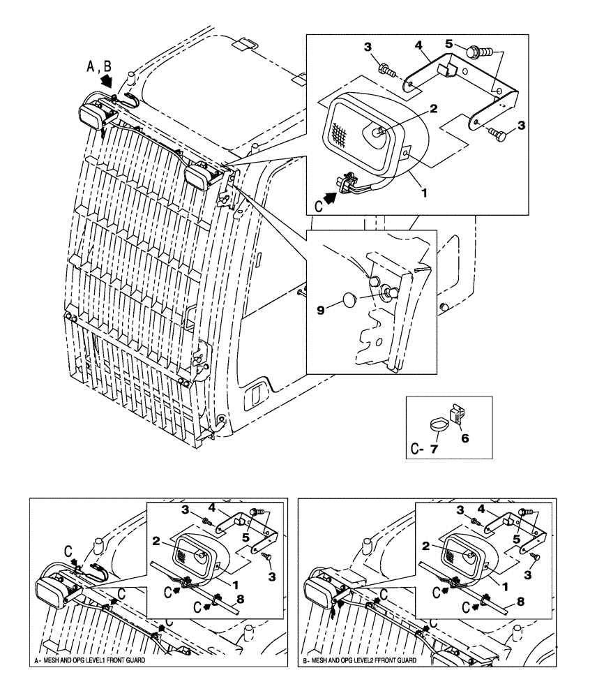 Схема запчастей Case CX130C - (55.404.BS[03]) - WORK LAMP (55) - ELECTRICAL SYSTEMS
