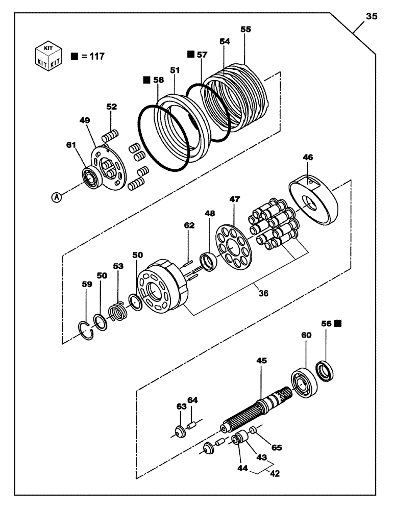 Схема запчастей Case CX130C - (35.353.AD[02]) - TRAVEL MOTOR & REDUCTION GEAR (35) - HYDRAULIC SYSTEMS