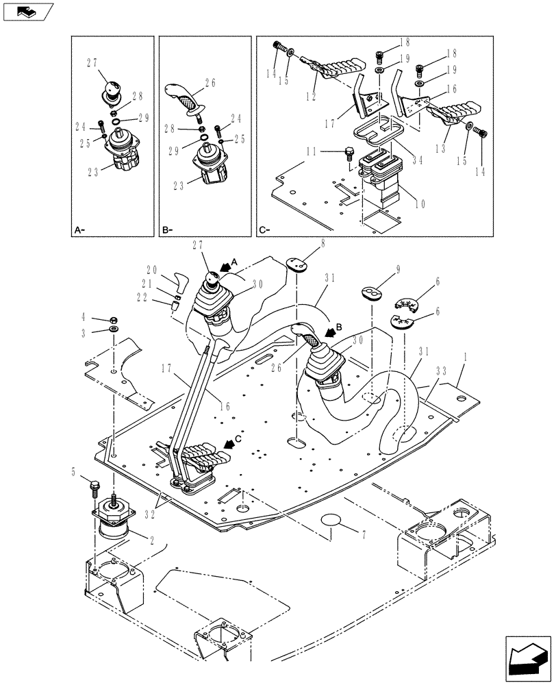 Схема запчастей Case CX145C SR - (35.355.AH[02]) - JOYSTICK CONTROL (35) - HYDRAULIC SYSTEMS