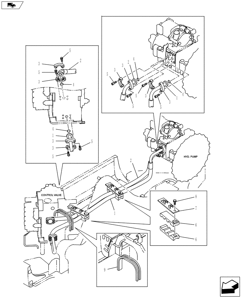 Схема запчастей Case CX145C SR - (35.359.AG) - PRESSURE LINE (35) - HYDRAULIC SYSTEMS