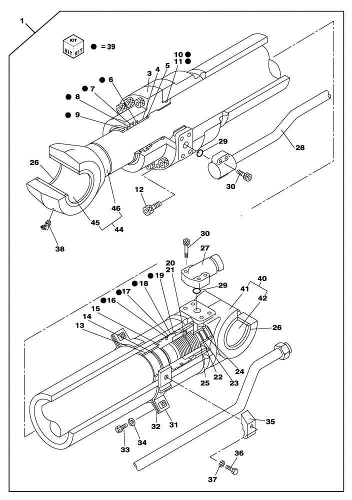 Схема запчастей Case CX130C - (35.737.AA[01]) - DIPPER CYLINDER (35) - HYDRAULIC SYSTEMS