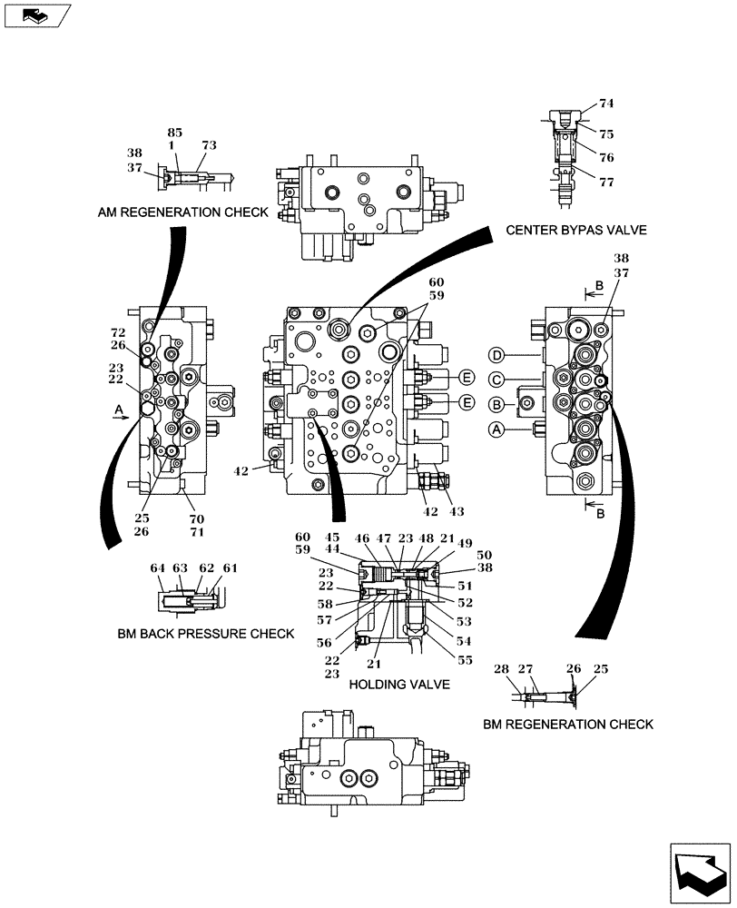 Схема запчастей Case CX130C - (35.359.AB[09]) - DIRECTIONAL CONTROL VALVE - OPTIONAL (35) - HYDRAULIC SYSTEMS