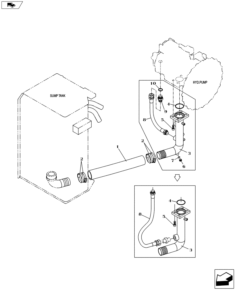 Схема запчастей Case CX130C - (35.105.AC) - SUCTION LINE (35) - HYDRAULIC SYSTEMS
