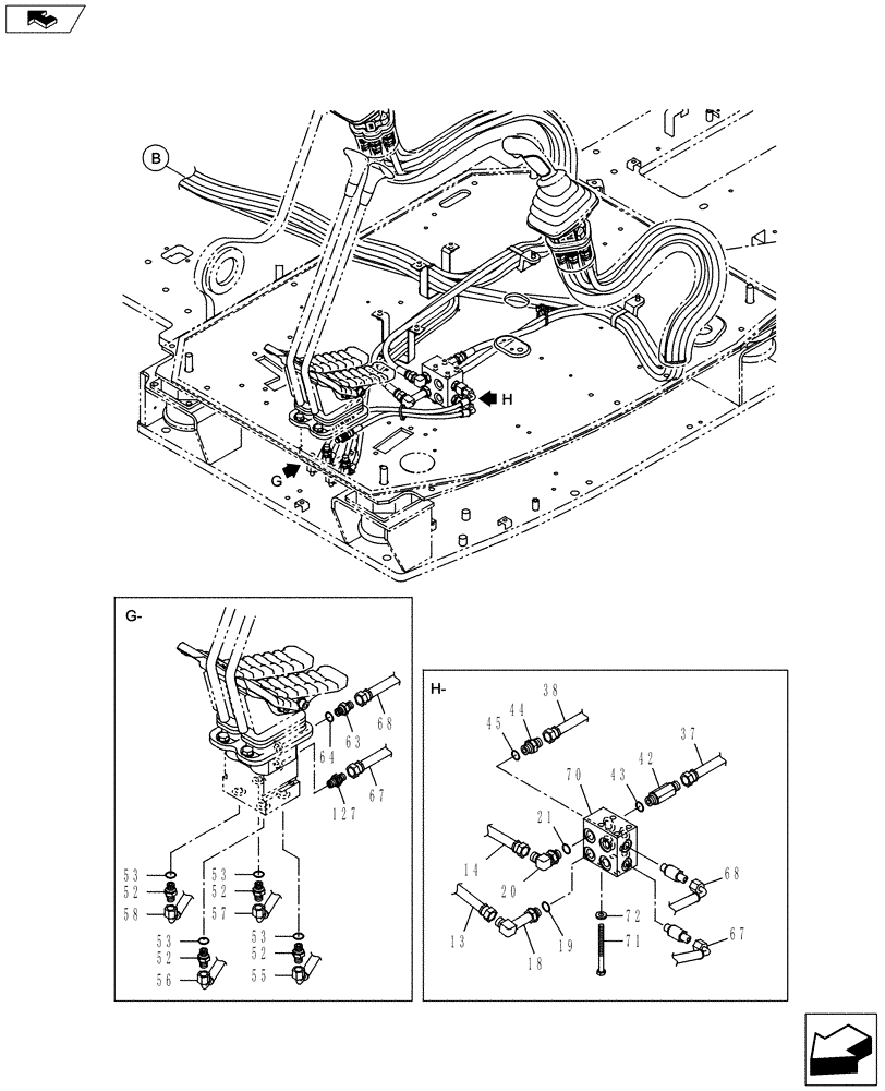 Схема запчастей Case CX145C SR - (35.357.AK[15]) - PILOT CONTROL LINE (35) - HYDRAULIC SYSTEMS