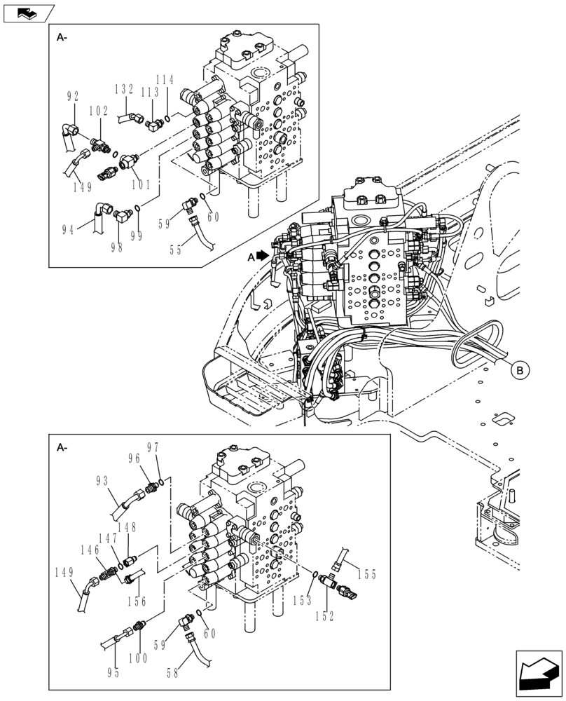 Схема запчастей Case CX145C SR - (35.357.AK[01]) - PILOT CONTROL LINE (35) - HYDRAULIC SYSTEMS