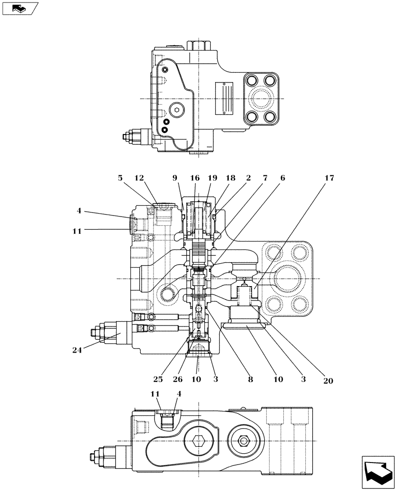 Схема запчастей Case CX145C SR - (35.736.AG[02]) - HOLDING VALVE (35) - HYDRAULIC SYSTEMS