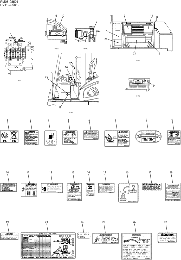 Схема запчастей Case CX27B - (06-002) - NAME PLATE INSTAL (90) - PLATFORM, CAB, BODYWORK AND DECALS