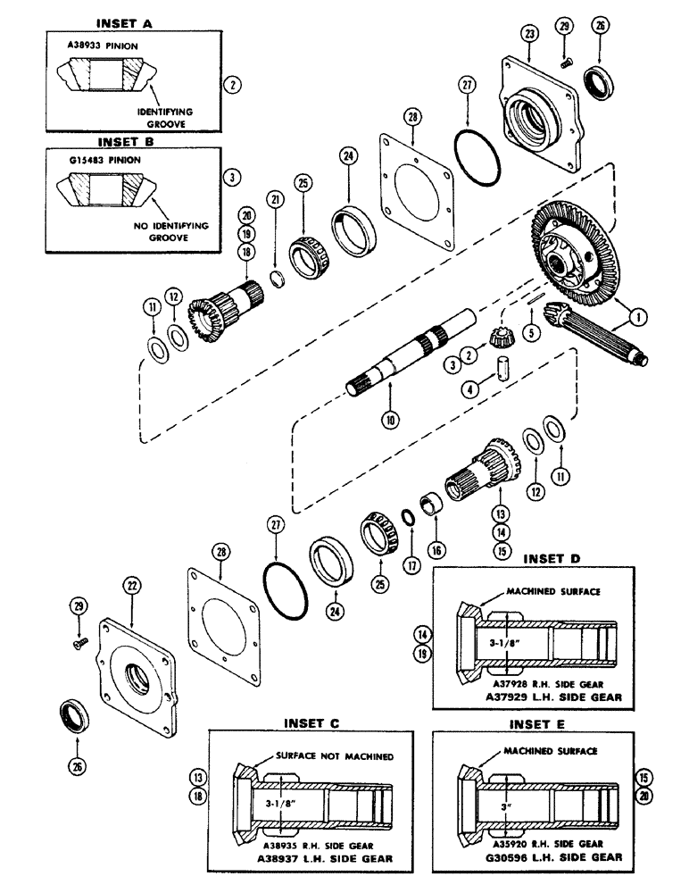 Схема запчастей Case 580 - (114) - DIFFERENTIAL WITH LOCK (27) - REAR AXLE SYSTEM