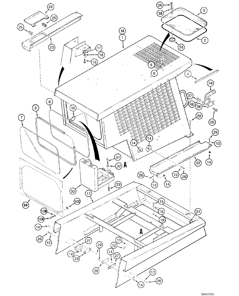 Схема запчастей Case 1845C - (09-36) - FOPS/ROPS AND ROPS - PUNCHED (EUROPE) (09) - CHASSIS/ATTACHMENTS
