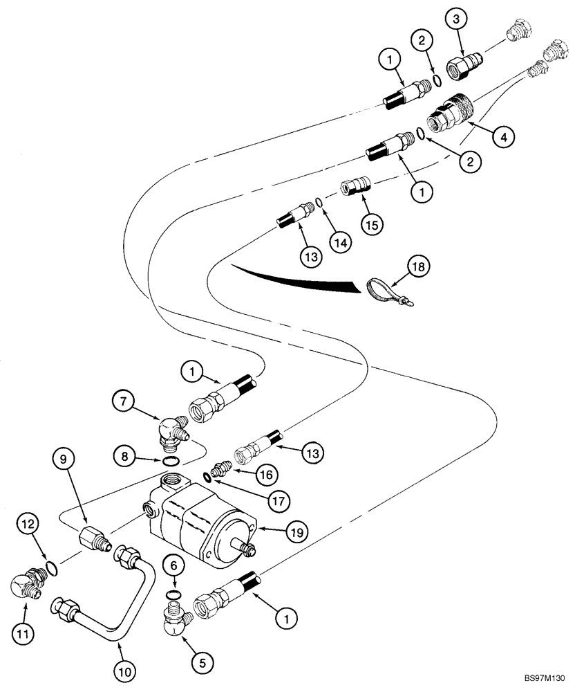 Схема запчастей Case 90XT - (08-26A) - HYDRAULIC SYSTEM - TRENCHER DRIVE (NORTH AMERICA) (08) - HYDRAULICS
