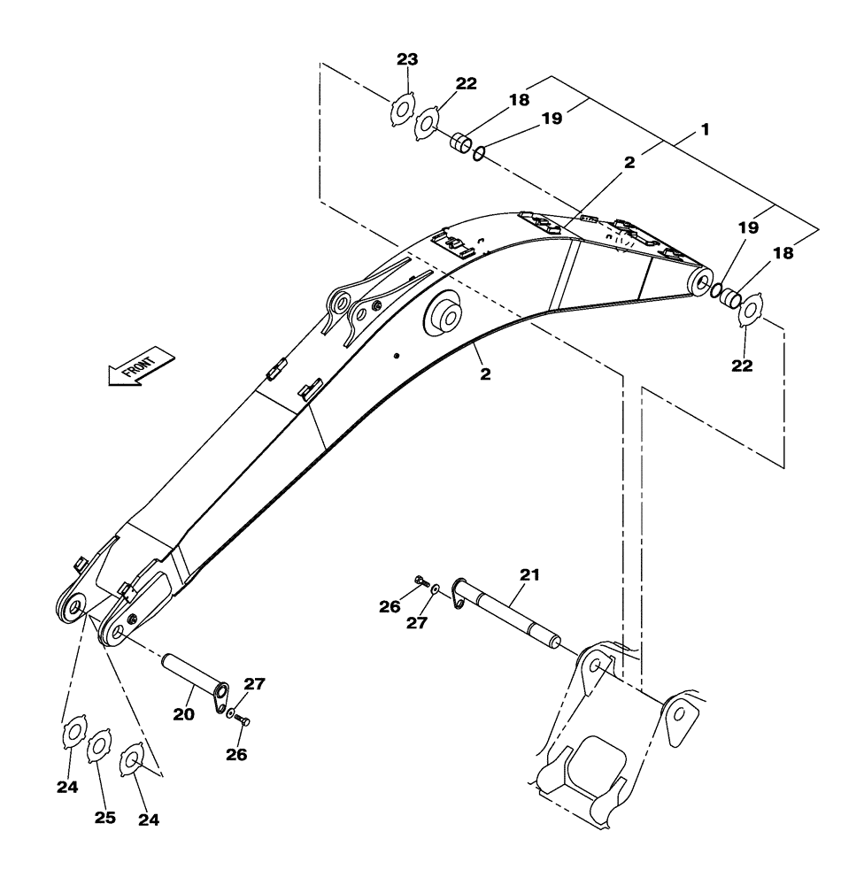 Схема запчастей Case CX470B - (09-08[02]) - MONOBLOCK BOOM (7.00 M) (09) - CHASSIS