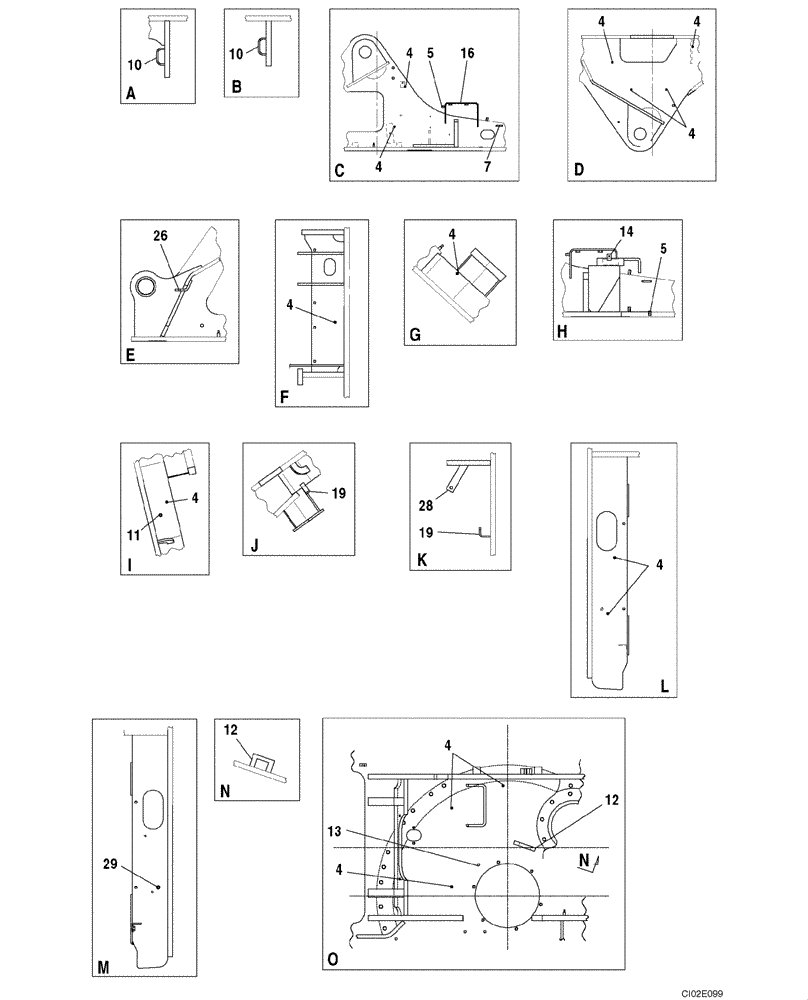 Схема запчастей Case CX135SR - (09-03) - TURNTABLE (09) - CHASSIS/ATTACHMENTS
