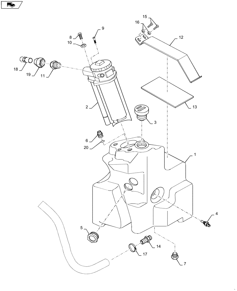 Схема запчастей Case DV26 - (35.300.AD[01]) - HYDRAULIC OIL RESERVOIR & FILTER (35) - HYDRAULIC SYSTEMS