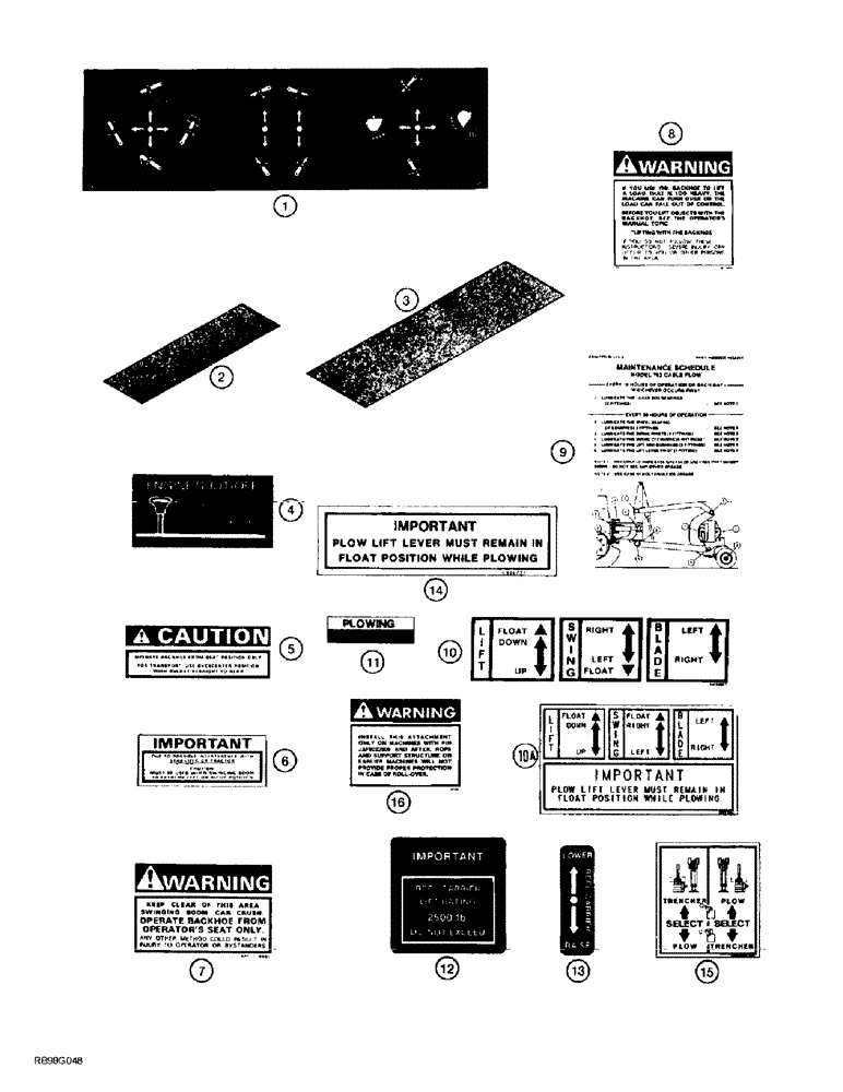 Схема запчастей Case 860 - (9-122) - BACKHOE, PLOW, REEL CARRIER AND QUAD DECALS (09) - CHASSIS/ATTACHMENTS